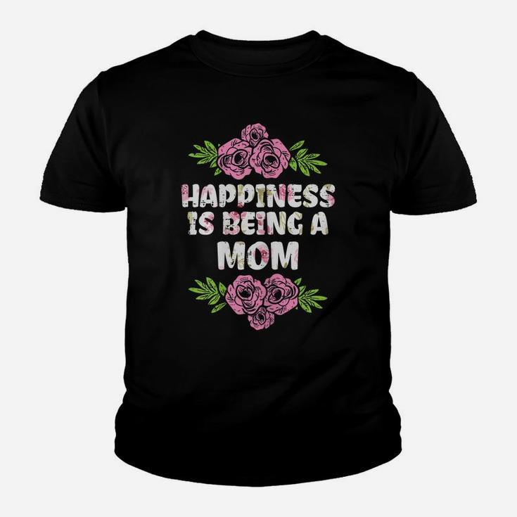 Womens Happiness Is Being Mom Flower Mothers Day Floral Mama Women Youth T-shirt