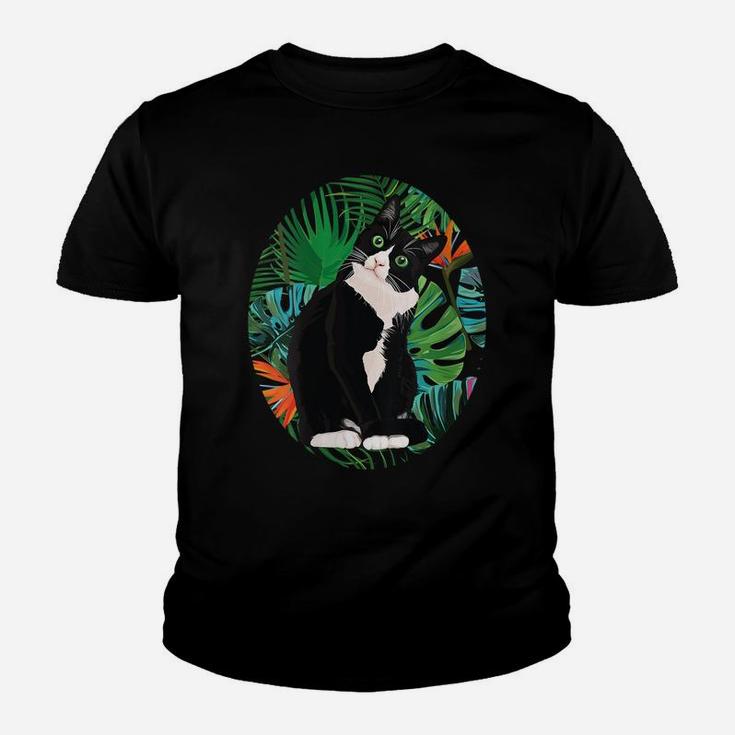 Womens Hawaiian Tshirt Tuxedo Cat Tropical Gift Animal Lovers Youth T-shirt