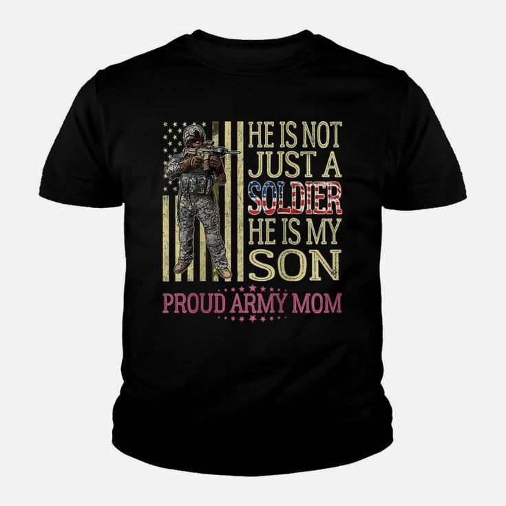Womens He Is Not Just A Soldier He Is My Son - Proud Army Mom Gift Raglan Baseball Tee Youth T-shirt