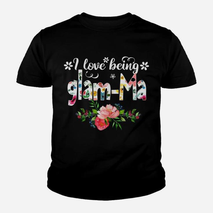 Womens I Love Being Called Glam-Ma Flower Youth T-shirt