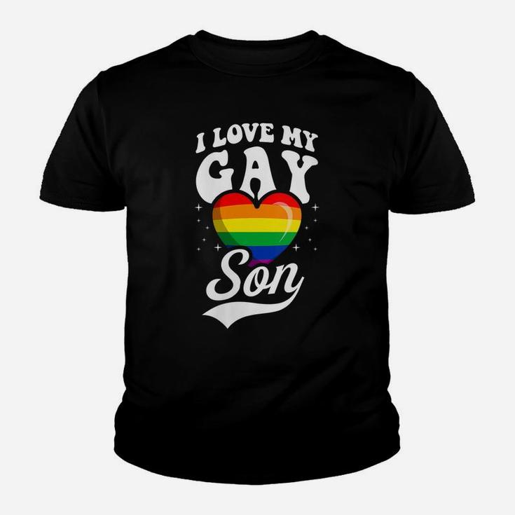 Womens I Love My Gay Son Cute Lgbtq Proud Mom Dad Parent Ally Heart Youth T-shirt