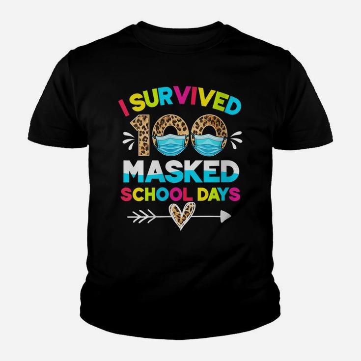 Womens I Survived 100 Masked School Days Funny 100Th Day Of School Youth T-shirt