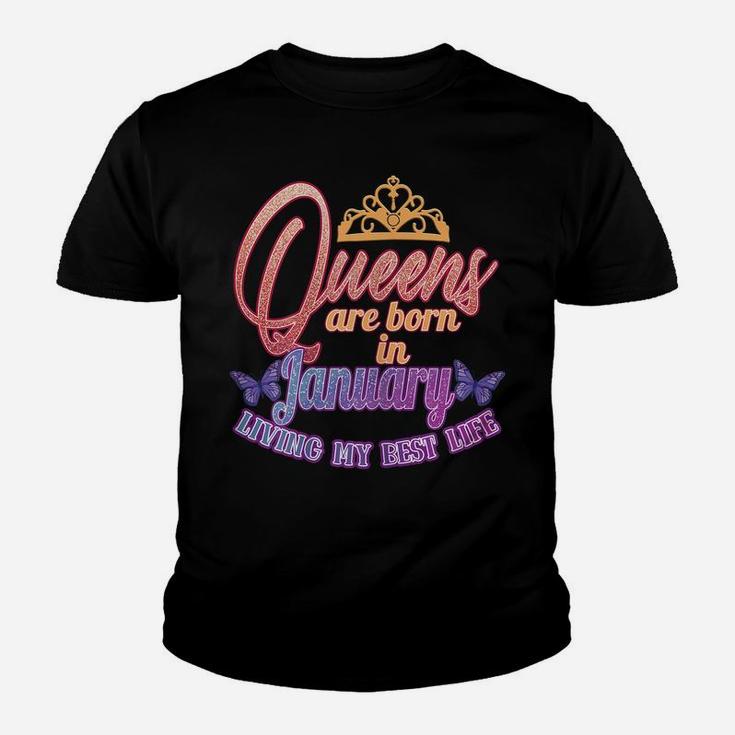 Womens January Birthday Gift For Women, Queens, January Born Youth T-shirt