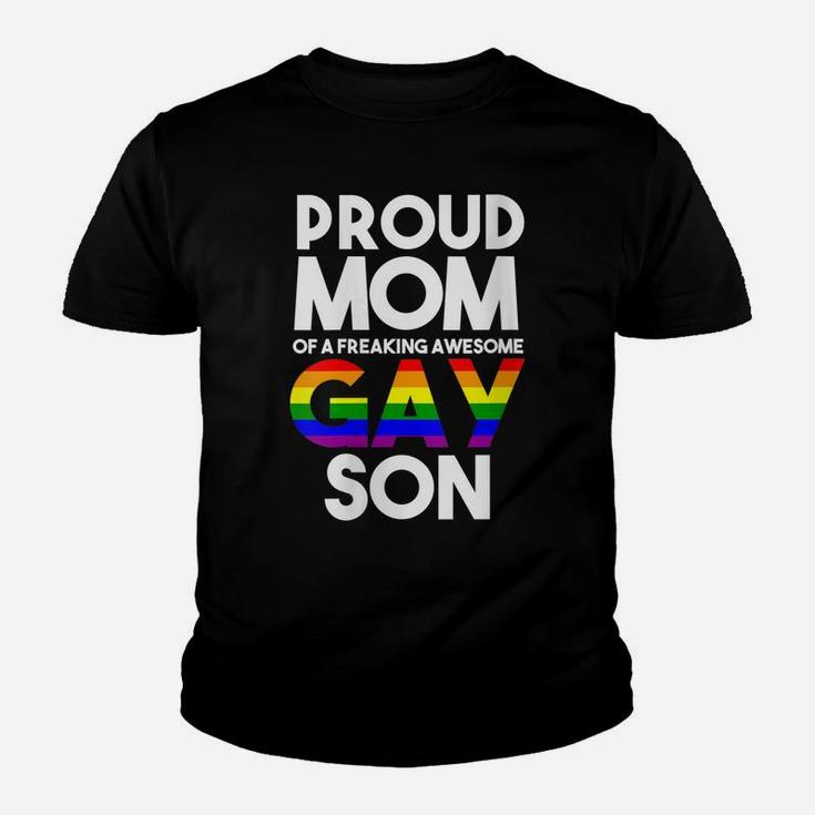 Womens Lgbtq Proud Mom Of A Gay Son Lgbtq Ally Gifts Free Mom Hugs Youth T-shirt