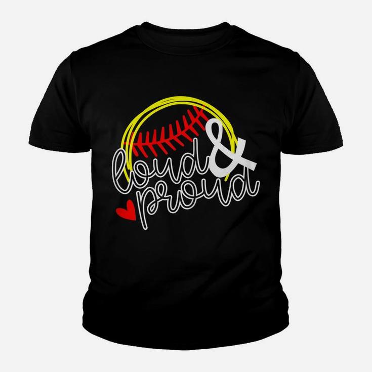 Womens Loud & Proud Softball Baseball Mama Mom T Shirt Gift Youth T-shirt