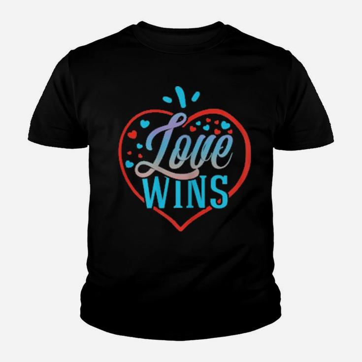 Womens Love Wins Gay Lesbian Rainbow Line Support Lgbt Pride Youth T-shirt