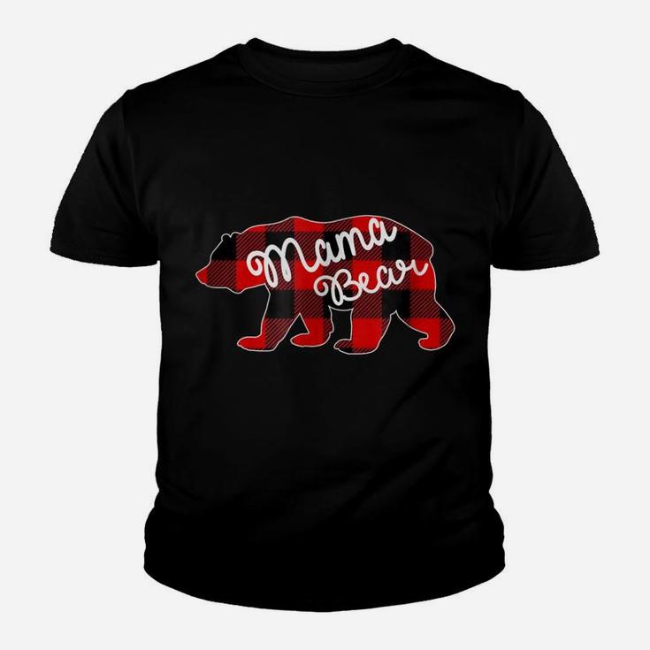 Women's Mama Bear Red And Black Plaid T Shirt Youth T-shirt
