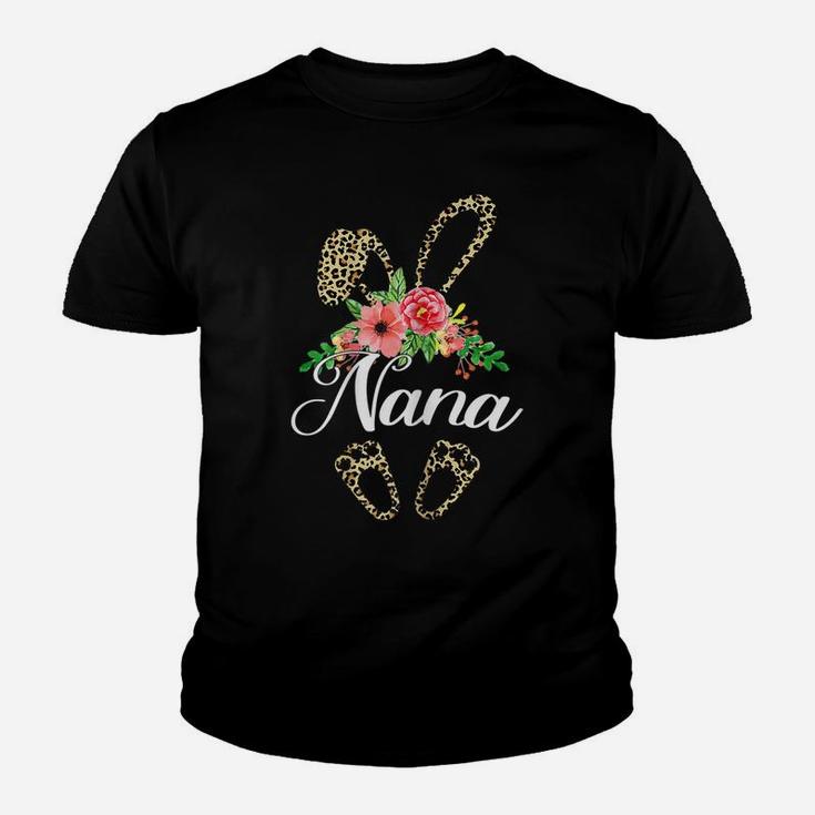 Womens Mother's Day Easter Flower Nana Leopard Bunny Youth T-shirt
