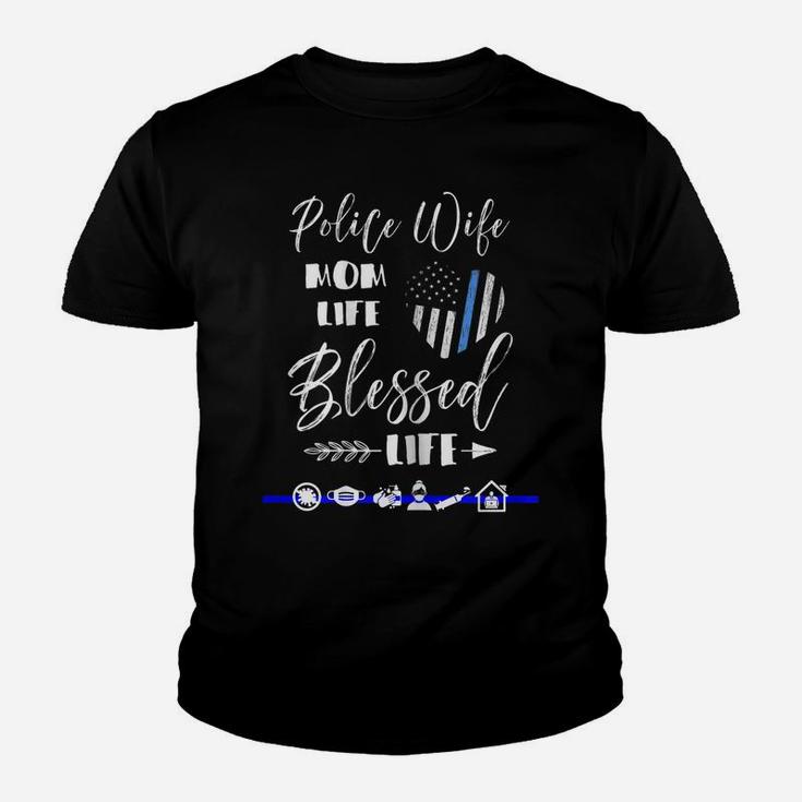 Womens Mothers Day Tshirt For Police Wife Mom Family Life Graphic Youth T-shirt