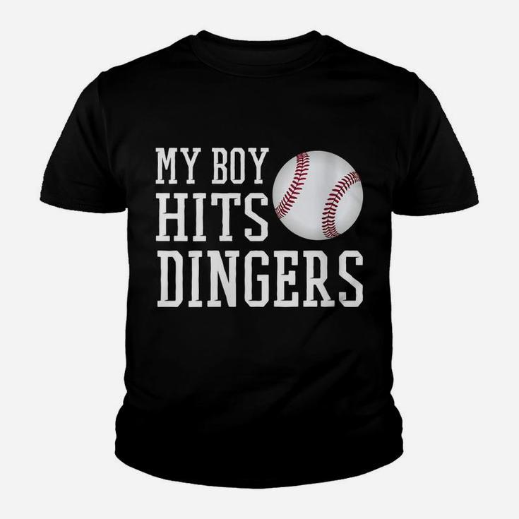 Womens My Boy Hits Dingers Proud Baseball Mom & Dad I Hit Dingers Youth T-shirt