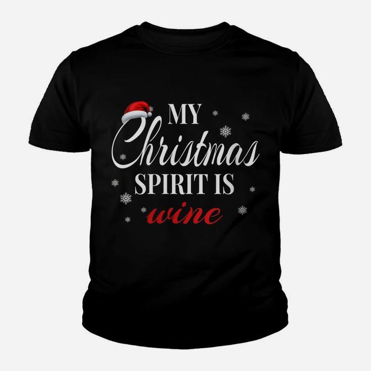 Womens My Christmas Spirit Is Wine Lover Funny Santa Hat Men Women Youth T-shirt