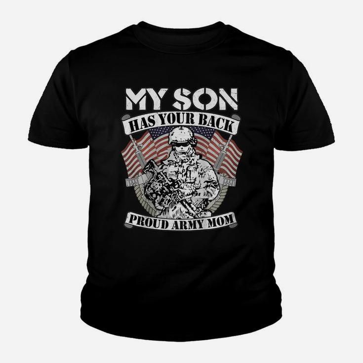 Womens My Son Has Your Back Proud Army Mom - Military Mother Gift Raglan Baseball Tee Youth T-shirt