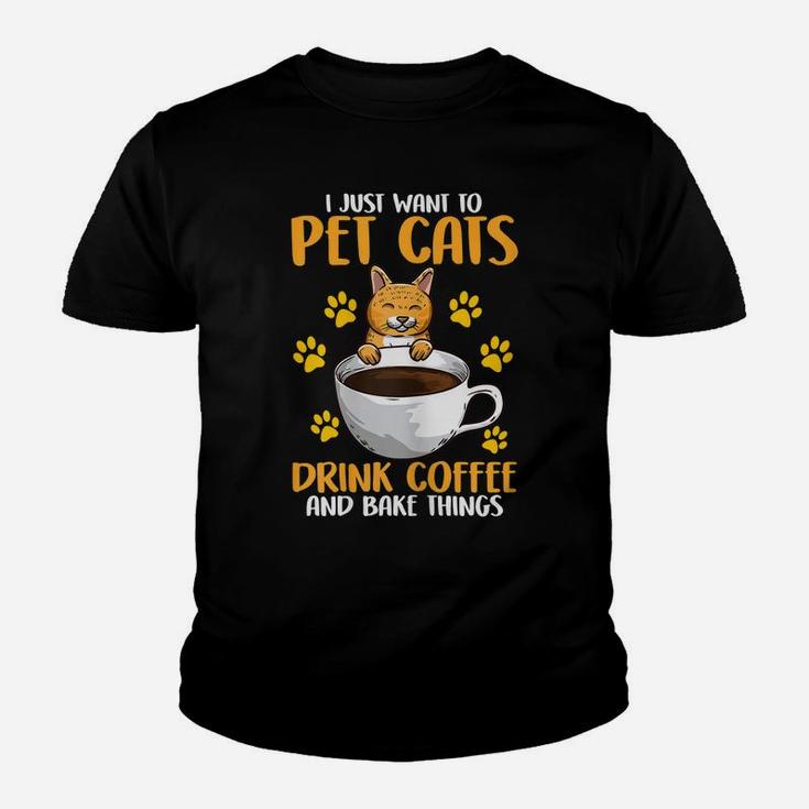 Womens Pet Cats - Coffee Drinker Cat Lover Baking Gifts Youth T-shirt