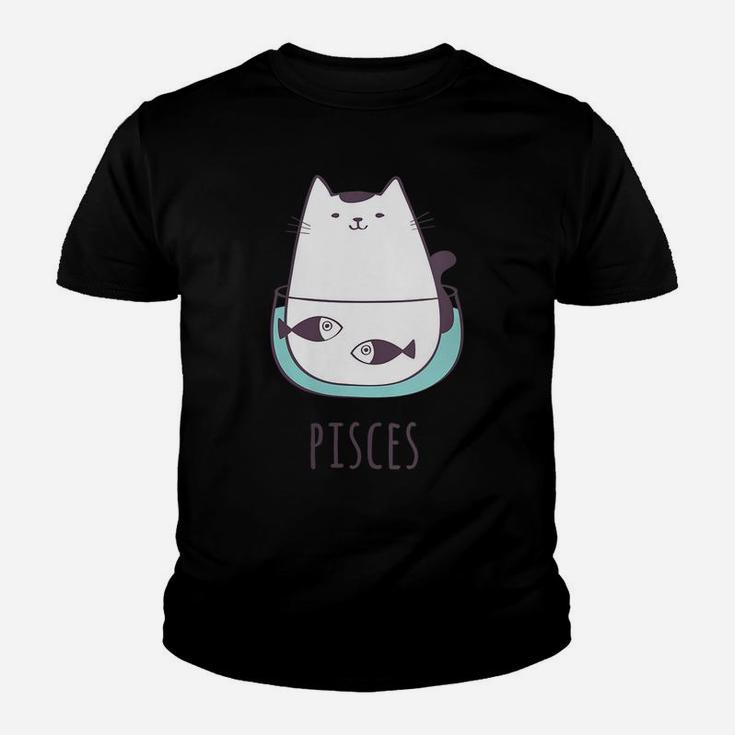 Womens Pisces Star Sign Feline Design Cute, Funny Kitty Zodiac Cat Youth T-shirt