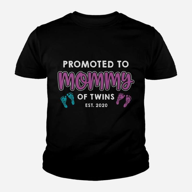Womens Promoted To Mommy Of Twin Boy & Girl Proud New Mom Baby Youth T-shirt