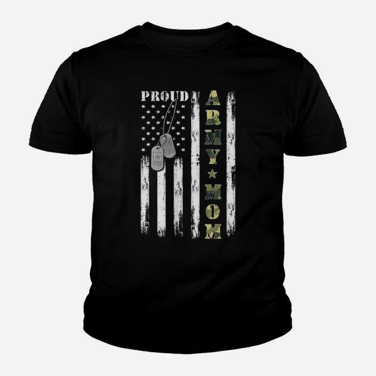 Womens Proud Army Mom American Flag Camo Military Mom Mother's Day Youth T-shirt
