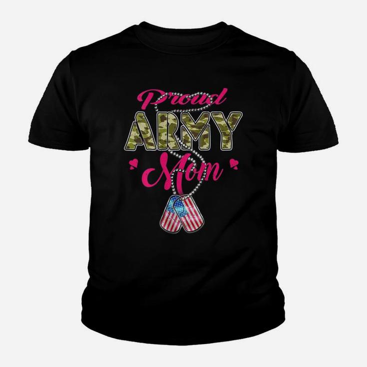 Womens Proud Army Mom Dog Tag Patriotic Military Mother Family Gift Youth T-shirt