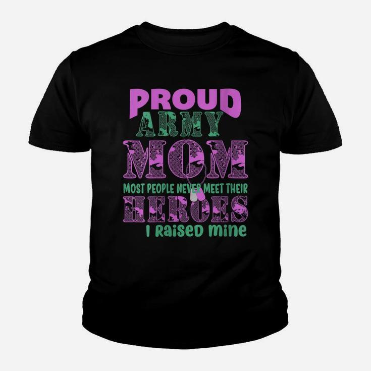 Womens Proud Army Mom Heroes Mom Youth T-shirt