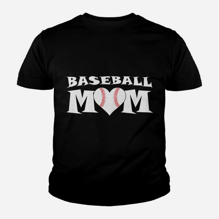 Womens Proud Baseball Mom With Heart Game Day Youth T-shirt