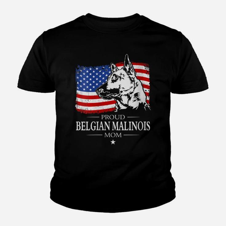 Womens Proud Belgian Malinois Mom American Flag Patriotic Dog Youth T-shirt