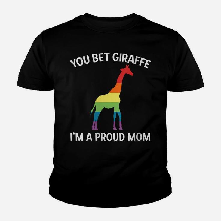 Womens Proud Lgbt Mom Shirt Gay Pride Mother Giraffe Pun Gift Youth T-shirt