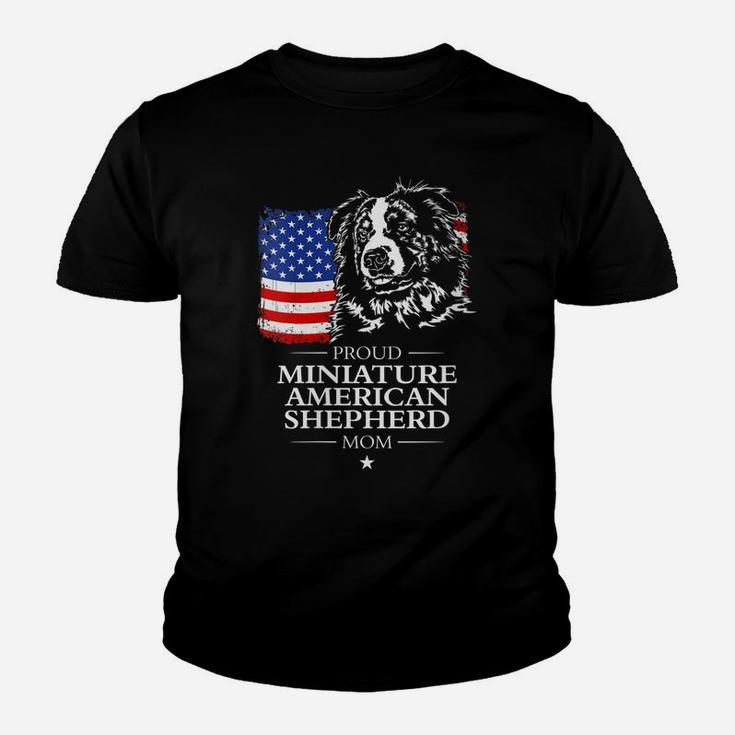 Womens Proud Miniature American Shepherd Mom American Flag Dog Gift Youth T-shirt