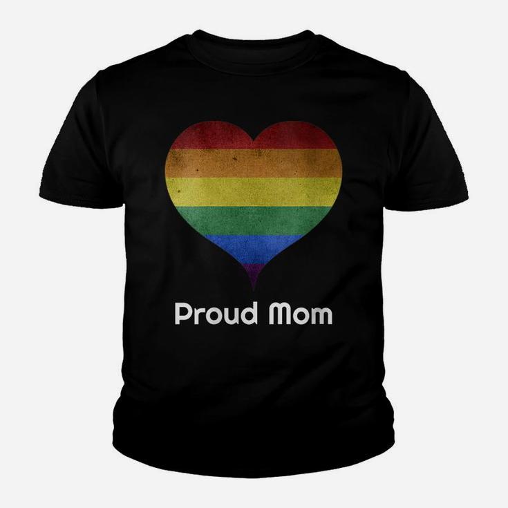 Womens Proud Mom Ally Vintage Rainbow Heart Gay Pride Month Lgbtq Youth T-shirt