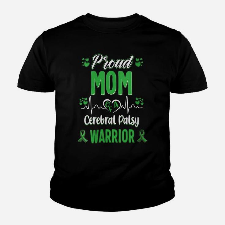 Womens Proud Mom Cerebral Palsy Warrior Awareness Ribbon Green Youth T-shirt