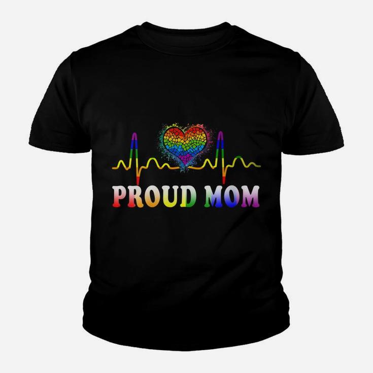 Womens Proud Mom Gay Heartbeat Pride Shirt Lgbt Gay Pride Month Youth T-shirt