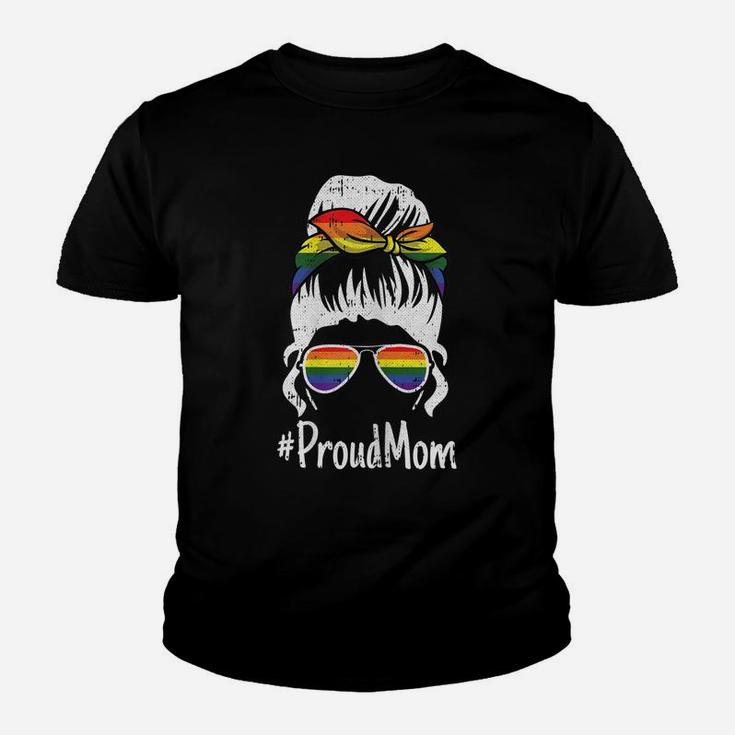 Womens Proud Mom Gay Pride Rainbow Flag Lgbt-Q Ally Mama Mother Youth T-shirt
