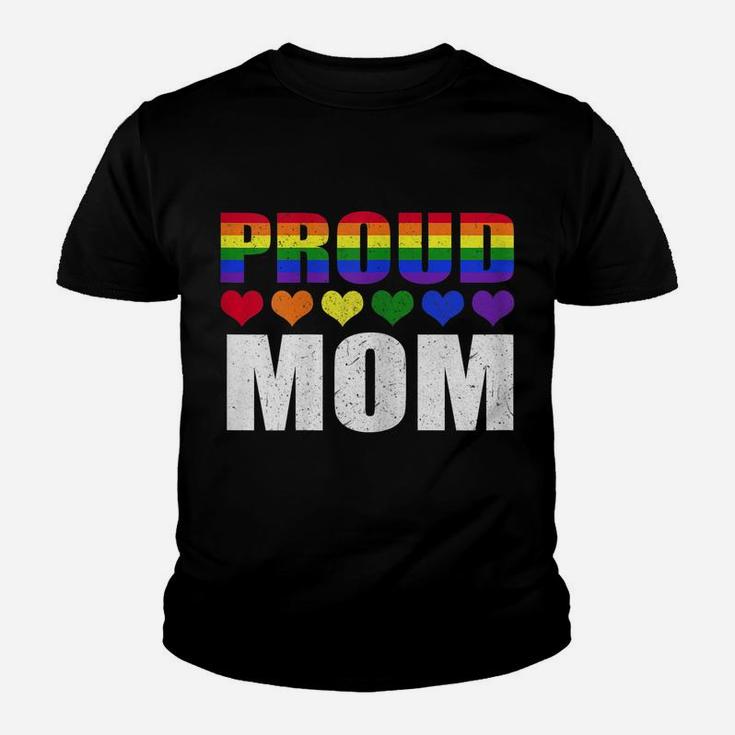 Womens Proud Mom Lgbt-Q Gay Pride Ally Lgbt Parent Rainbow Heart Youth T-shirt