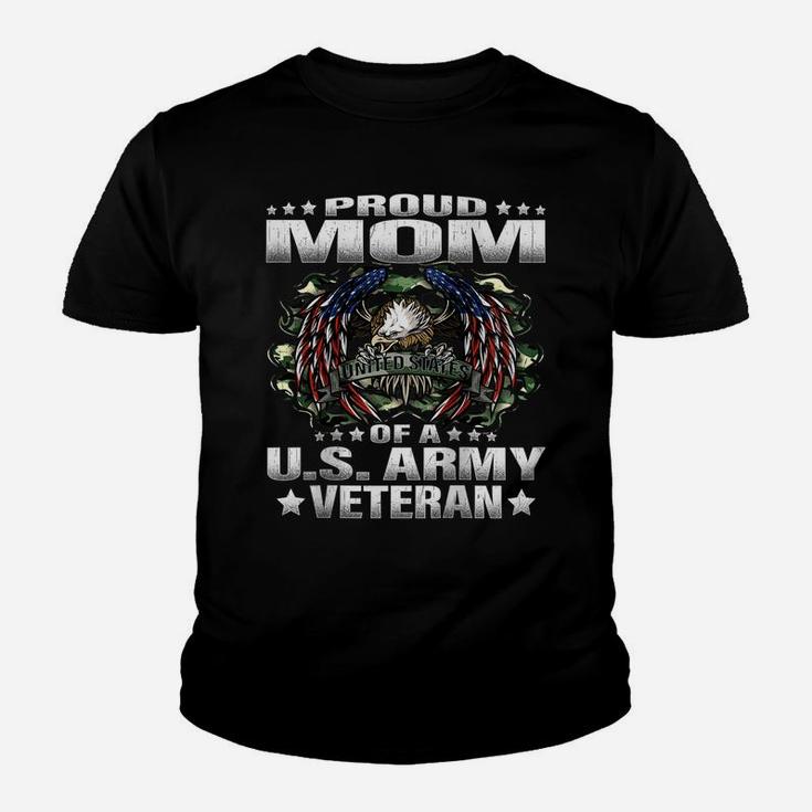 Womens Proud Mom Of A Us Army Veteran Military Vet's Mother Raglan Baseball Tee Youth T-shirt