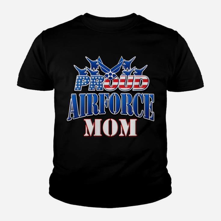 Womens Proud Patriotic Air Force Mom Usa Flag Mothers Day Youth T-shirt