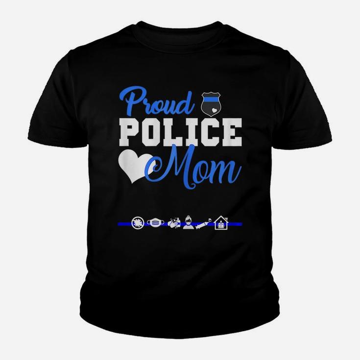 Womens Proud Police Mom Shirt American Flag Graphic Tee Plus Size Youth T-shirt