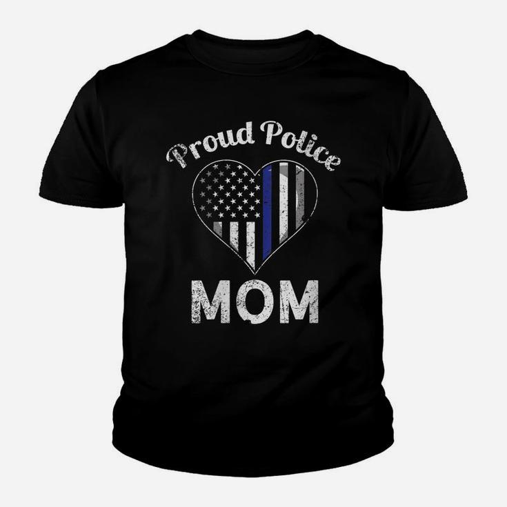 Womens Proud Police Mom Thin Blue Line Mother's Day Youth T-shirt