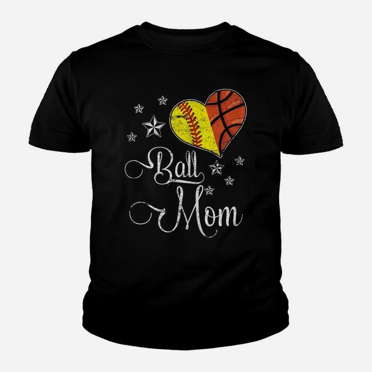 Womens Proud Softball Basketball Mom Ball Mother's Day Tshirt Youth T-shirt