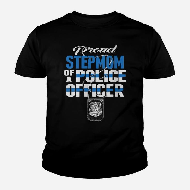 Womens Proud Stepmom Of A Police Officer - Thin Blue Line Mom Gift Youth T-shirt