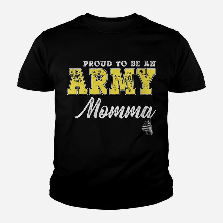 Womens Proud To Be An Army Momma Us Flag Dog Tags Military Mom Gift Youth T-shirt