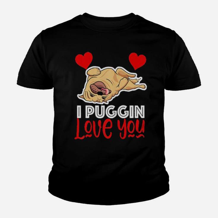 Womens Pug Valentines Pugs And Kisses Youth T-shirt