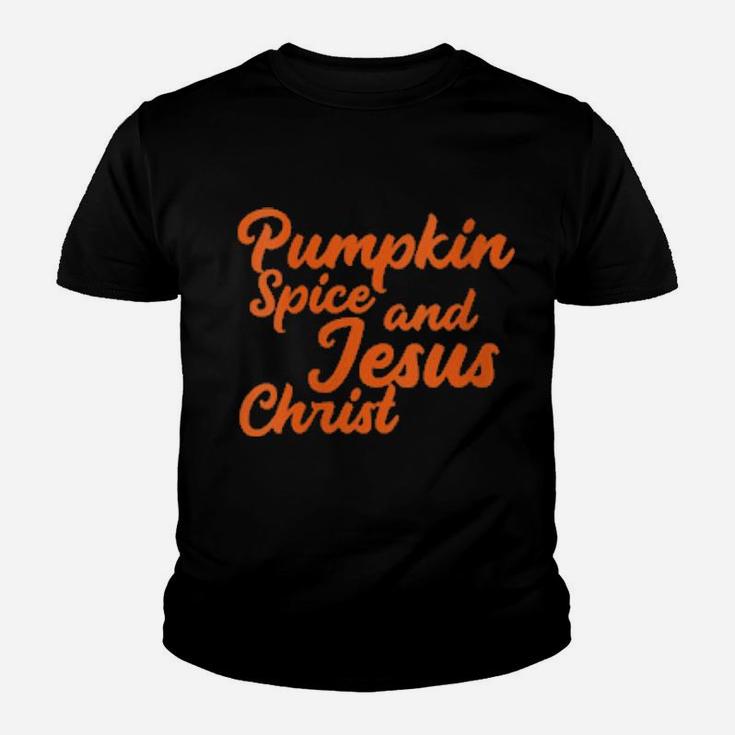 Womens Pumpkin Spice And Jesus Christ Cute Christian Fall Youth T-shirt
