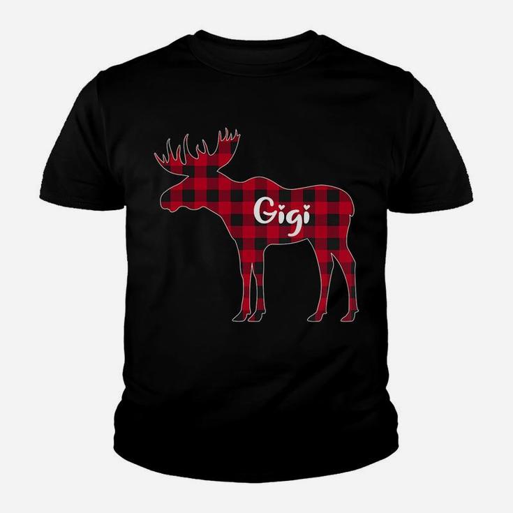 Womens Red Plaid Gigi Moose Xmas Matching Buffalo Family Pajama Youth T-shirt