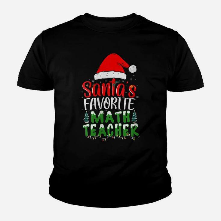 Womens Santa's Favorite Math Teacher Christmas Youth T-shirt