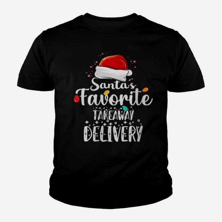 Womens Santa's Favorite Takeaway Delivery Cute Xmas Party Youth T-shirt