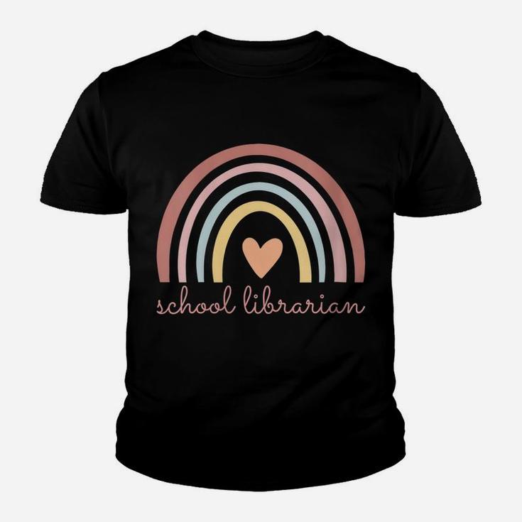 Womens School Librarian Boho Rainbow Library Funny Back To School Youth T-shirt