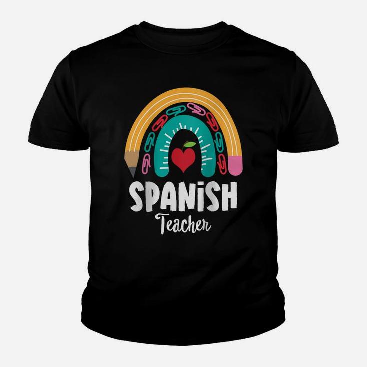 Womens Spanish Teacher, Funny Boho Rainbow For Teachers Raglan Baseball Tee Youth T-shirt