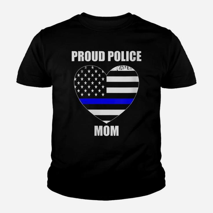 Womens Thin Blue Line Flag Law Enforcement Officer Proud Police Mom Youth T-shirt