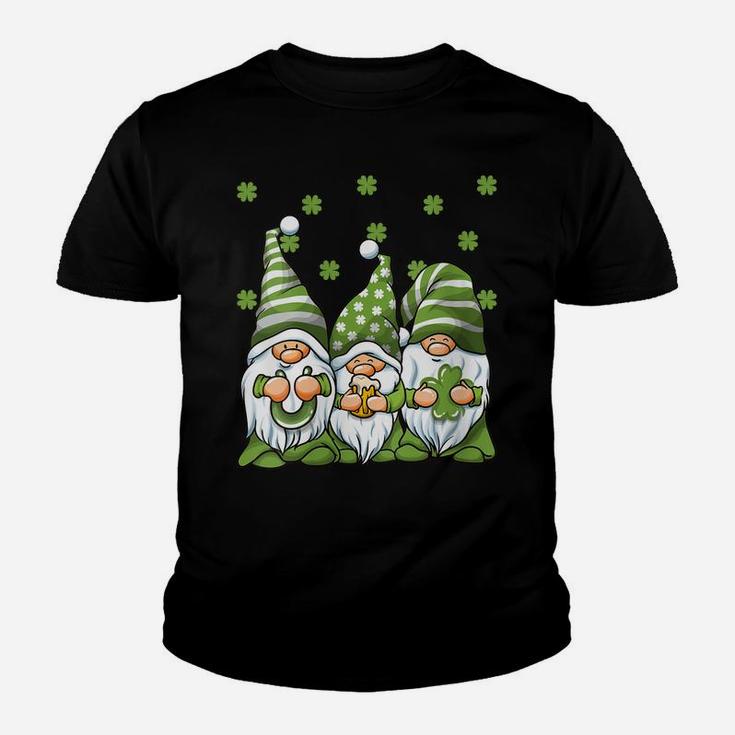 Womens Three Green Irish Gnomes Shamrock Clover St Patrick's Day Youth T-shirt