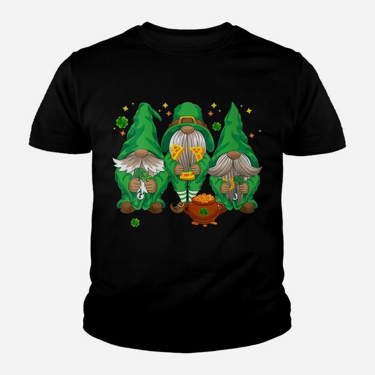 Womens Three Lucky Gnome Shamrock Irish Gnome Saint Patrick Day Youth T-shirt
