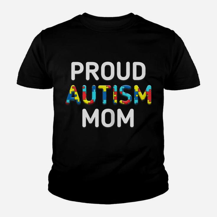 Womens Unique Proud Autism Mom Colored Puzzle Pieces Awareness Youth T-shirt