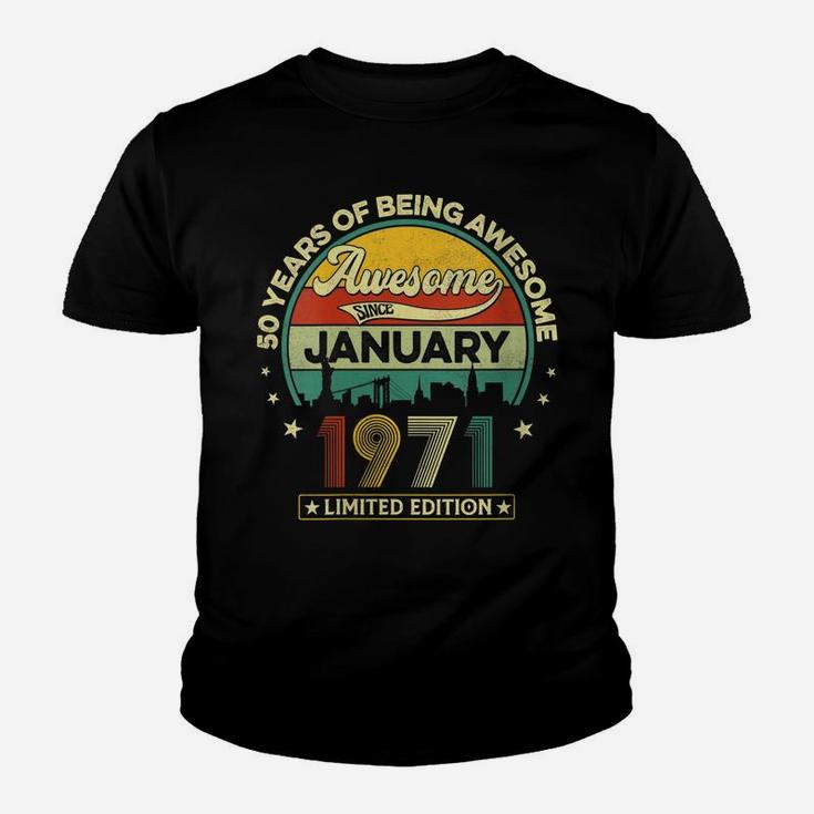 Womens Vintage January 1971 Retro 50Th Birthday 50 Years Old Gift Youth T-shirt